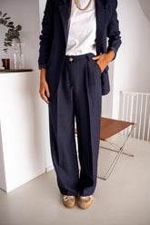 Navy Blue Wide-Leg Pants