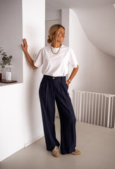 Navy Blue Wide-Leg Pants
