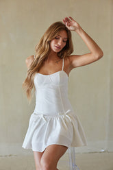 White Pleated Slip Mini Dress