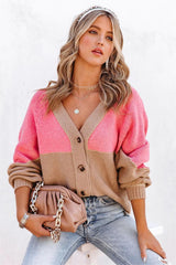 Persa Colorblock Knit Cardigan - Beige Pink