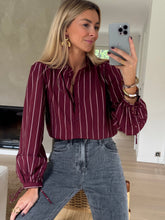 Burgundy Striped Button Down Blouse