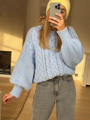 Baby Blue Cable Knit Sweater