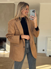 Camel Suede-Like Jacket