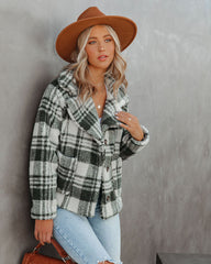 Pinole Pocketed Plaid Teddy Jacket - Grey - FINAL SALE