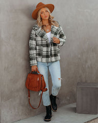 Pinole Pocketed Plaid Teddy Jacket - Grey - FINAL SALE