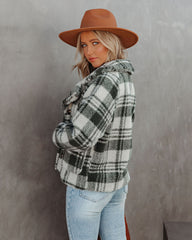 Pinole Pocketed Plaid Teddy Jacket - Grey - FINAL SALE