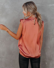 Prestige Satin Cowl Neck Blouse - Terracotta