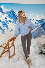 Baby Blue Cable Knit Sweater