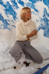 Beige Hooded Knit Pullover Sweater