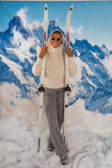 Beige Hooded Knit Pullover Sweater