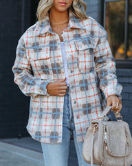 Pullman Plaid Button Down Shacket - Oatmeal - FINAL SALE