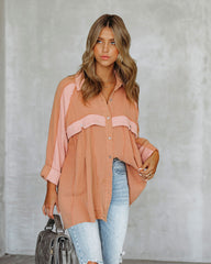 Radford Cotton Thermal Button Down Tunic - Coral - FINAL SALE