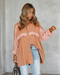 Radford Cotton Thermal Button Down Tunic - Coral - FINAL SALE