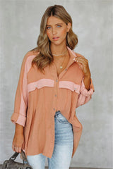 Radford Cotton Thermal Button Down Tunic - Coral - FINAL SALE
