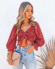 Ridley Smocked Tie Front Crop Top