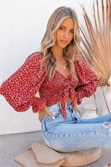 Ridley Smocked Tie Front Crop Top