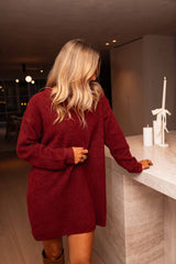 Burgundy Thermal Sweater Dress