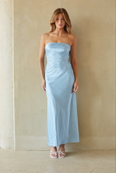 Romina Strapless Satin Maxi Dress