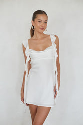White Ruffle Strap Mini Dress