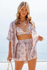 Seascape Satin Paisley Bralette - Pink Multi