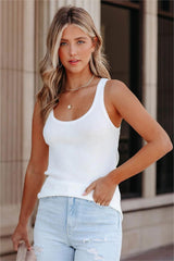 Sharon Ribbed Knit Tank - White