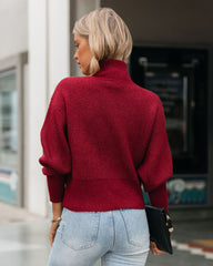 Small Town Mock Neck Knit Sweater - Wine - FINAL SALE