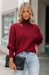 Small Town Mock Neck Knit Sweater - Wine - FINAL SALE