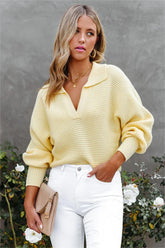 Snoh Collared Knit Sweater - Light Yellow - FINAL SALE