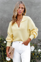 Snoh Collared Knit Sweater - Light Yellow - FINAL SALE