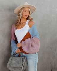 Spiced Pumpkin Colorblock Knit Cardigan - Blue Multi - FINAL SALE