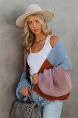 Spiced Pumpkin Colorblock Knit Cardigan - Blue Multi - FINAL SALE