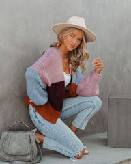 Spiced Pumpkin Colorblock Knit Cardigan - Blue Multi - FINAL SALE