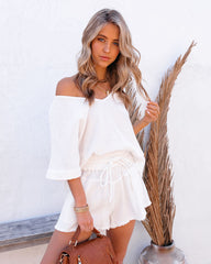 Sumner Cotton Pocketed Frayed Shorts - White