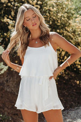 Sweet As Sugar Ruffle Romper - Off White