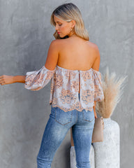 Lavender Teapot Lace Off The Shoulder Top