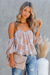 Lavender Teapot Lace Off The Shoulder Top