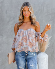 Lavender Teapot Lace Off The Shoulder Top