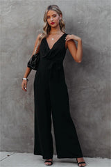 The Essential Pocketed Tie Jumpsuit - Black