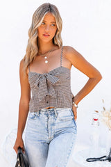 Tisha Cotton Blend Gingham Tie Crop Top - FINAL SALE