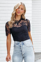 Unrequited Love Lace Bodysuit - Black