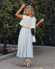 Veronica Pocketed Woven Midi Skirt - Blue