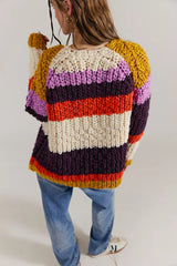 Bold Colorblocked Open Front Cardigan