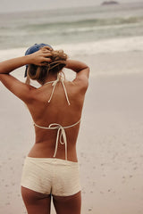 Beige Triangle Halter Bikini Top