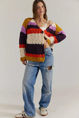 Bold Colorblocked Open Front Cardigan