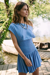 Ocean Blue One Shoulder Mini Dress