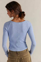 Blue Slim Fit Knit Top