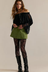 Green Solid Mini Skort