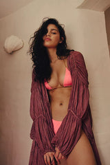 Hot Pink Triangle Halter Bikini Top