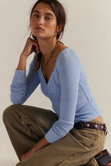 Blue Slim Fit Knit Top