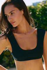 Black Solid Tank Bikini Sets